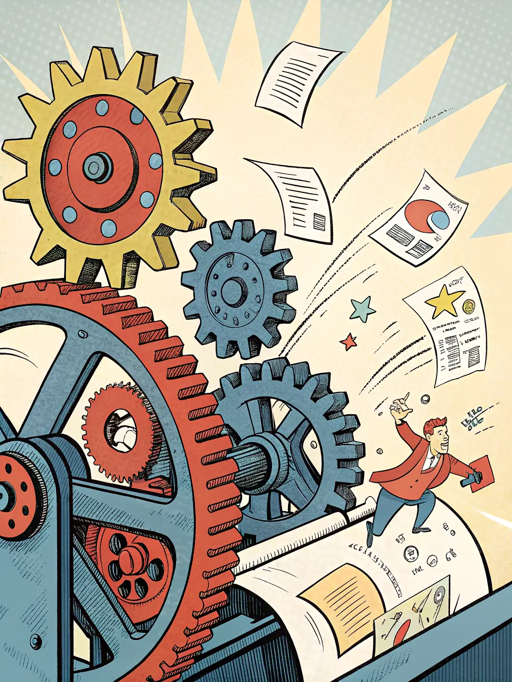 An illustration of automated workflows, depicting seamless integration of AI into business processes for increased productivity and reduced manual effort.