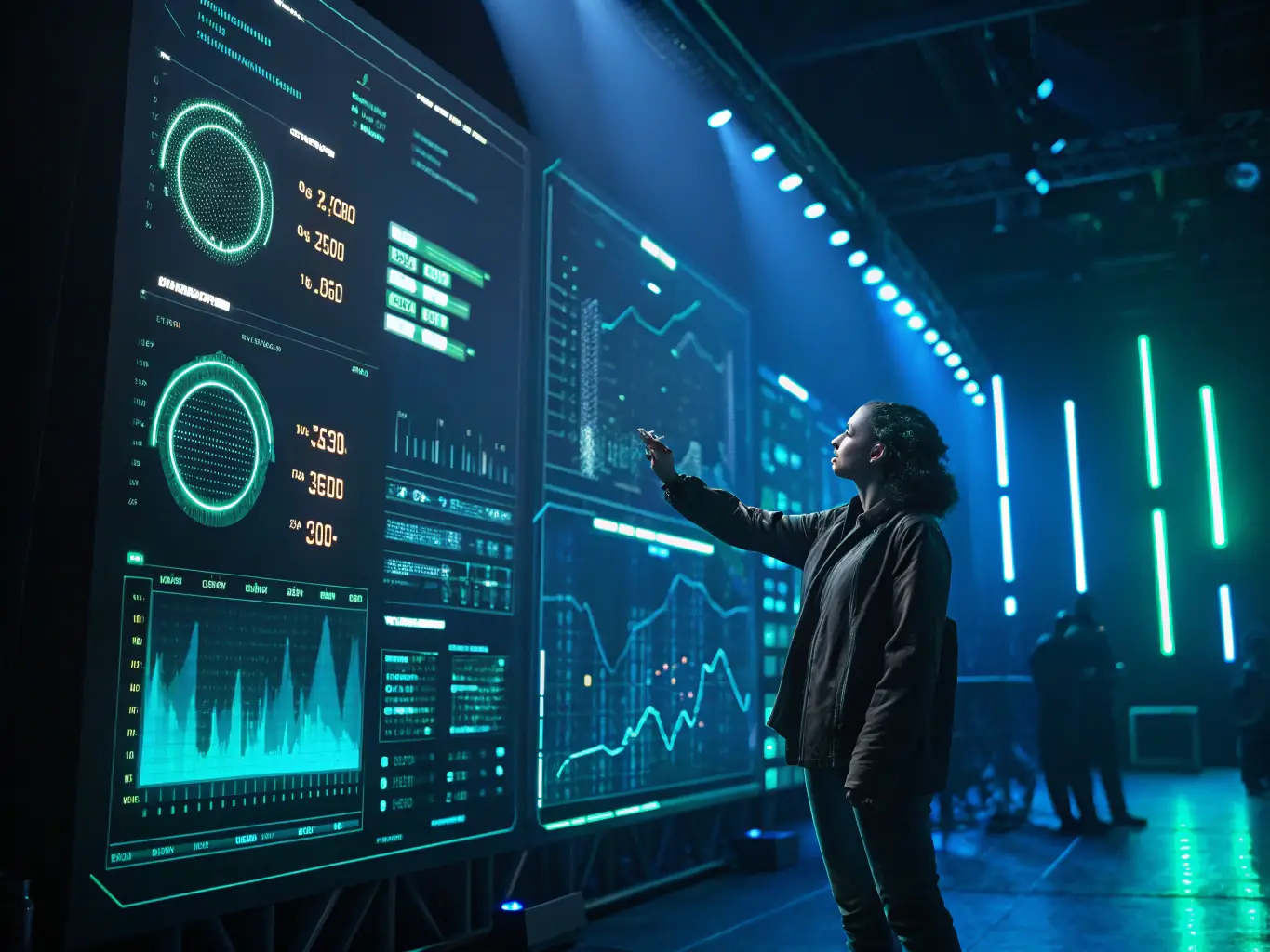An inspiring image showcasing an AI-powered dashboard displaying real-time impact metrics and progress towards achieving key NGO goals, emphasizing data-driven accountability and transparency.