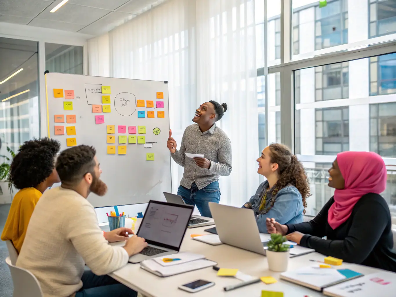 A diverse team of NGO employees being onboarded using an automated HR system, showcasing the AI's ability to streamline HR processes.
