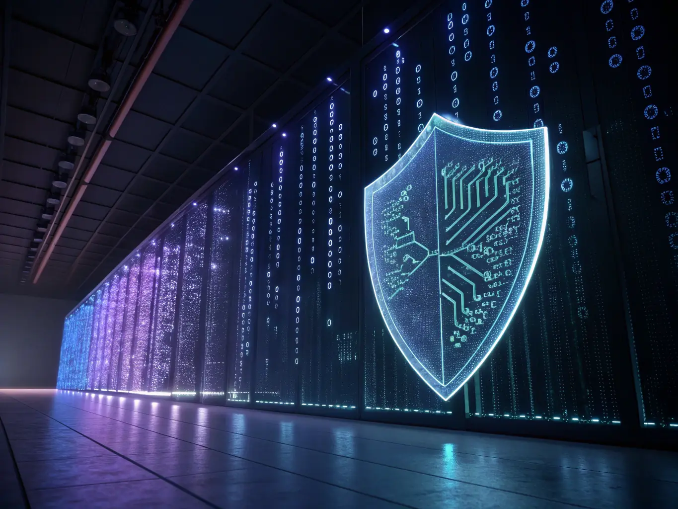 A digital shield representing data protection and compliance within a government agency.